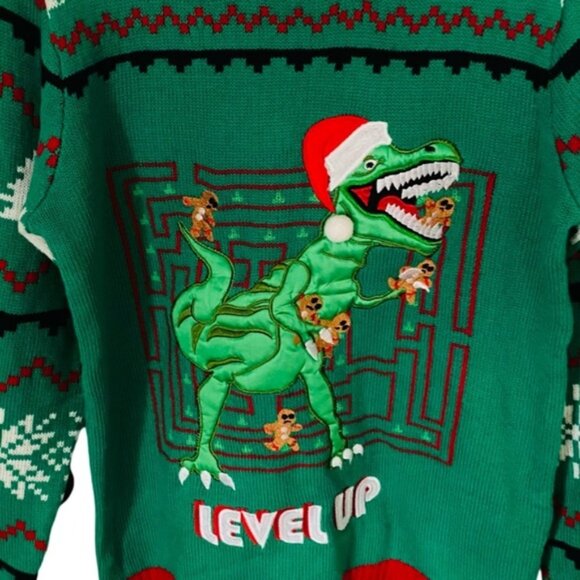 Blizzard Bay Kids Unisex Dinosaur Ugly Christmas Holiday Sweater Size XL (18/20) - Picture 3 of 6